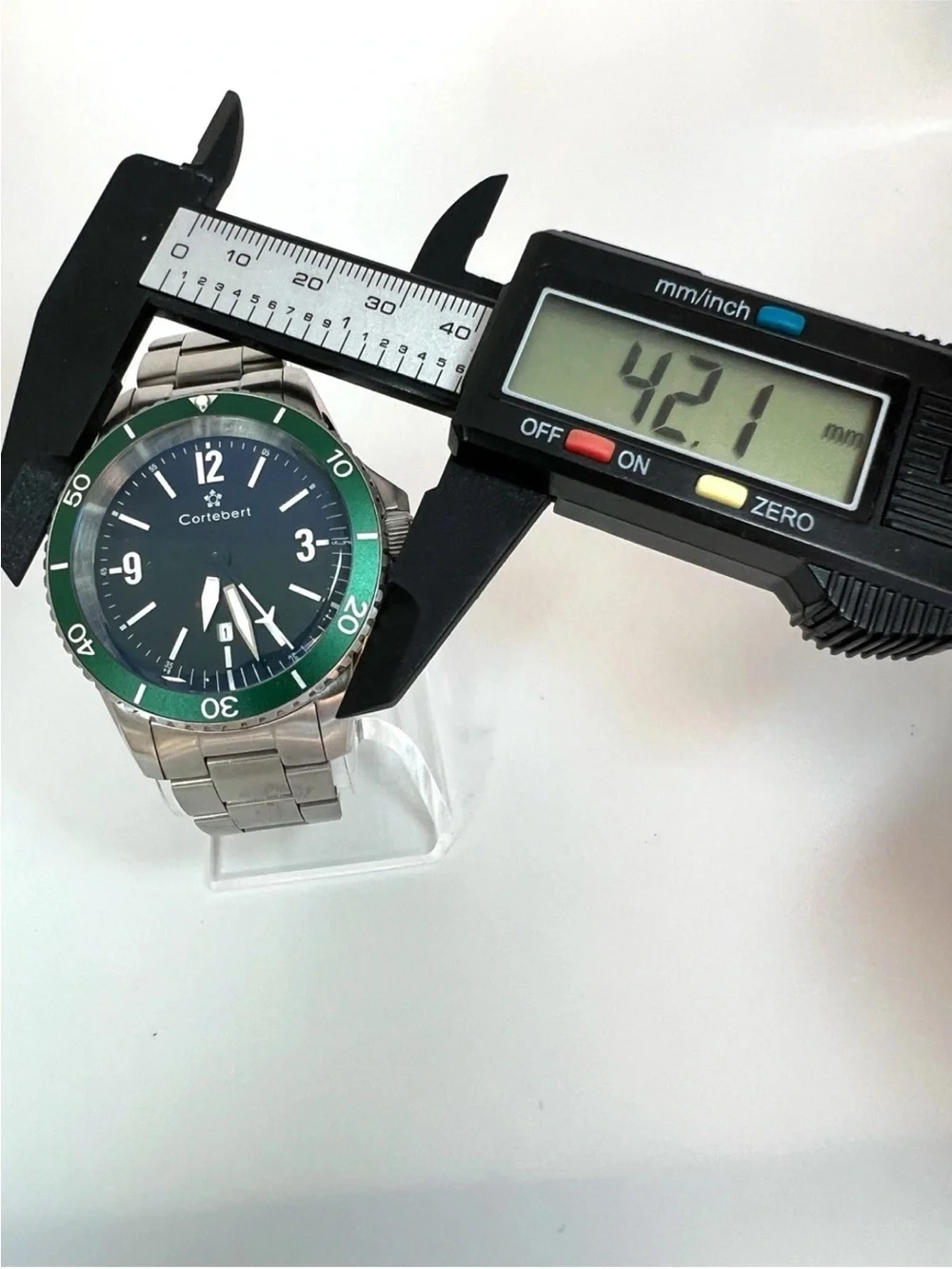 Cortebert Men's Stainless Steel Watch with Green Bezel